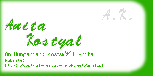 anita kostyal business card